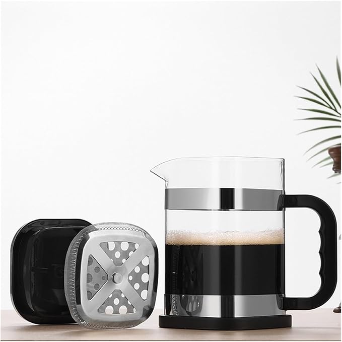 1000ml Square-shaped French Press Pot Durable Glass Coffee Machine With Stainless Steel Fine Mesh Filter Household Tea Kettle(Black)