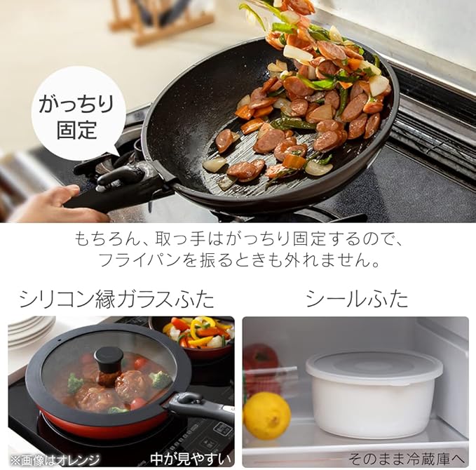 Iris Ohyama ISN-SE12 Frying Pan and Pot Set 12-Piece Set Gas Stove Induction Compatible Lightweight Easy Care Removable Handle Diamond Coat Diamond Coated Pan White/Marble