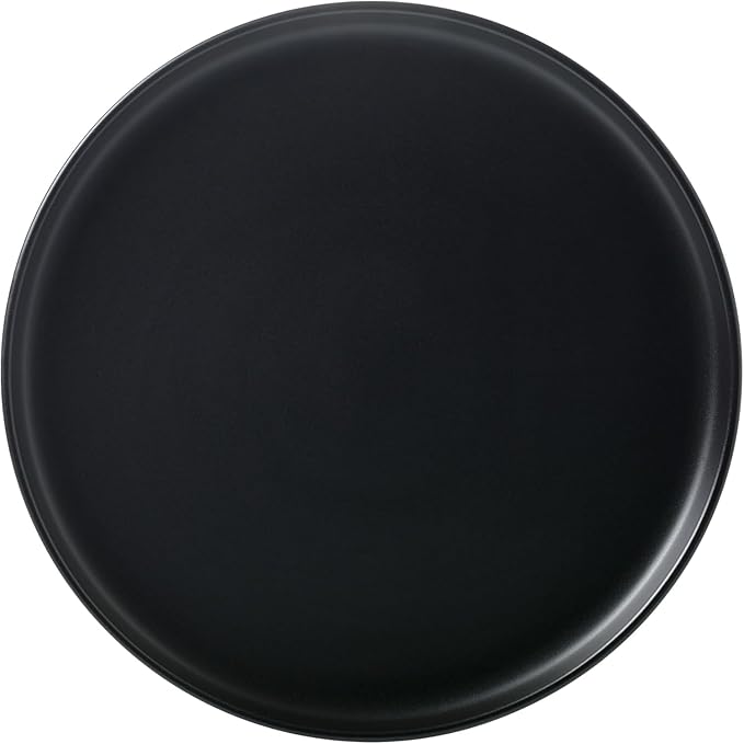 16 Piece Stoneware Dinnerware Set – Modern Matte Finish Plates and Bowls Microwave &amp Dishwasher Safe Service for 4 (Black)