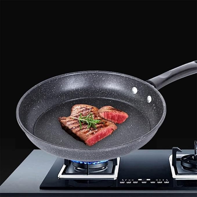 Non-Stick Cookware Set Aluminum Alloy Soup Pot Frying Pans &amp Milk Pans Anti-Scalding Handle Visible Lid Easy Clean (Grey)