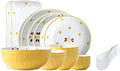 GaRcan Dinner Plate Dinner Plate 28-Piece Dinnerware Sets Household Kitchen Ceramics Dinnerware and Serveware Creative Handed Bee Dinnerware Set Service for 6 Dinner Plates Household Plates