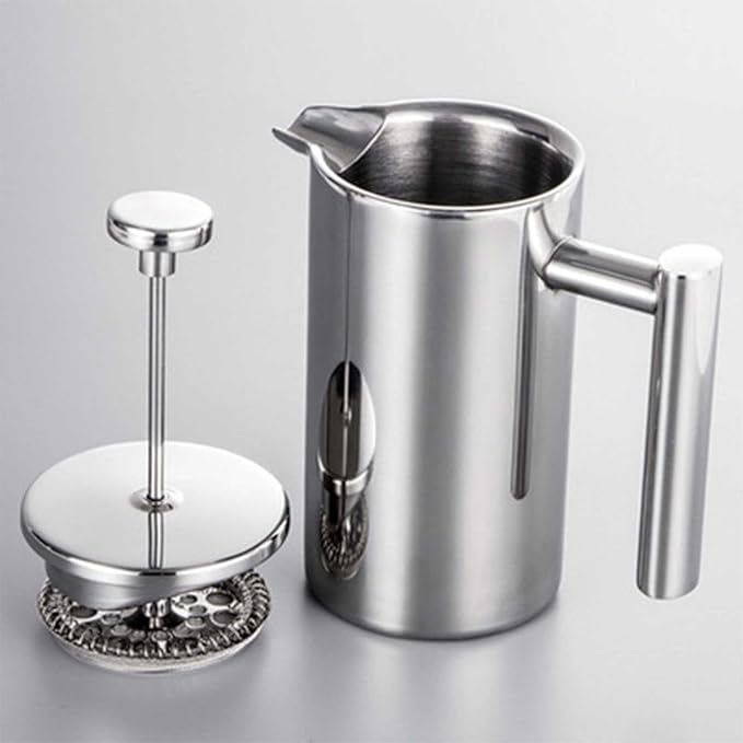 Coffee Pot 304 Stainless Steel Pressure Double Layered Hand Brewing with Handle Coffee Maker Household