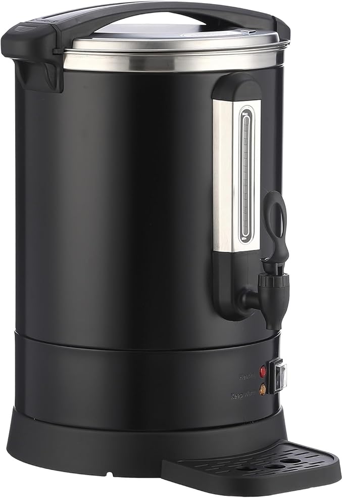 PioneerWorks 120 Cup Commercial Coffee Maker with Percolator Brewing 18L Stainless Steel Hot Water Urn Dual Tap for Fast Serving Event &amp Office Coffee Dispenser in Metallic Black
