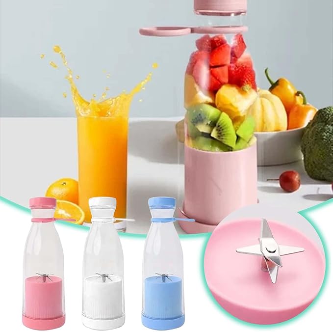 Portable Electric Juicer Bottle | Mini Blender for Fresh Juice Smoothies | Personal Blender with 6 Blades | Wireless Rechargeable Travel Blender Milkshakes Juicer for Home Sports Outdoors (Red)