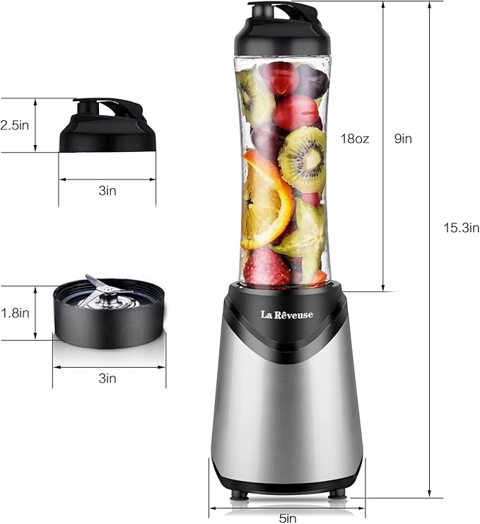 La Reveuse 1000W Smoothie Blender (Black) + La Reveuse 300W Personal Blender (SIlve)