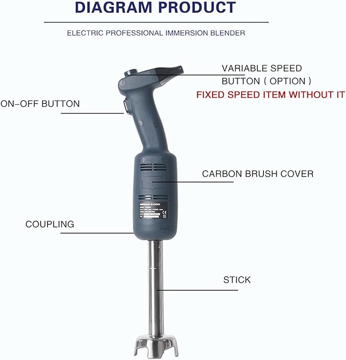 Adjustable Speed Handheld Blender with Stainless Steel Rod and Whisk Attachments - Multi-Purpose Kitchen Tool for Smoothies Soups and More