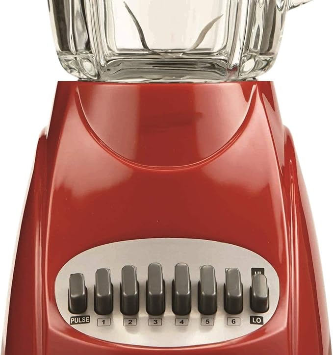 550W 12-Speed Countertop Blender with Pulse &amp Glass Jar – Ice Crusher Smoothie &amp Shake Maker BPA-Free 42oz Jar Stainless Steel Blades – Black and Red Kitchen Blender (Red)
