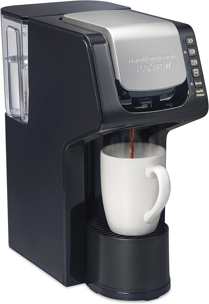 Hamilton Beach Gen 4 FlexBrew Single-Serve Coffee Maker with Removable Reservoir Compatible with Pod Packs and Grounds 50 oz. 4 Fast Brewing Options Black