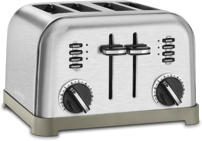Cuisinart CPT-180P1 Metal Classic 4-Slice Toaster Brushed Stainless &amp Electric Kettle 1.7-Liter Capacity Cordless 1500-Watts for Fast Heat Up Stay Cool Non-Slip Handle Stainless Steel CPK-17