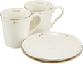 Narumi 41635-33357 Jill Stuart Dinnerware Set White Ribbon Pattern Set of 2 Stylish Cute 4-Piece Set Made in Japan Gift Box