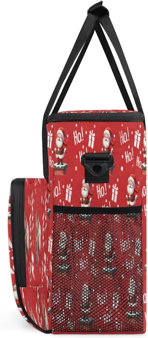 Merry Christmas Santa Claus Gift Coffee Maker Carring Bag Travel Carrying Storage Tote Bag Compatible with Keurig K-Mini or K-Mini Plus Portable Single Serve Coffee Brewer Case with Pockets