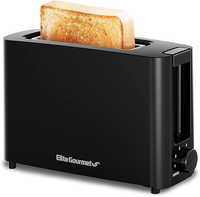 Elite Gourmet ECT118B Cool Touch Single Slice Toaster 6 Toasting Levels &amp Wide Slot for Bagels Waffles Specialty Breads Pastry Snacks Black &amp ESB-301BF# Countertop Single Cast Iron Burne