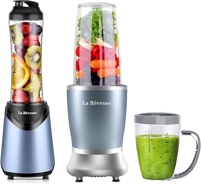La Reveuse 250W Personal Size Blender (Pearl Blue) + 300W personal Size Blender (Light Blue)