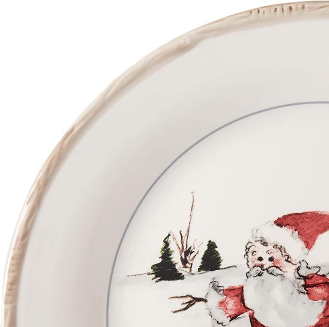 American Atelier Christmas Twig Holiday Dinnerware Set – 20-Piece Christmas-Themed Earthenware Dinner Party Collection Unique Gift Idea for Christmas or Birthday Cream