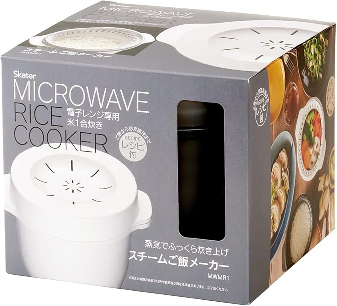 Skater MWMR1-A Microwave Steam Rice Maker Black Made in Japan