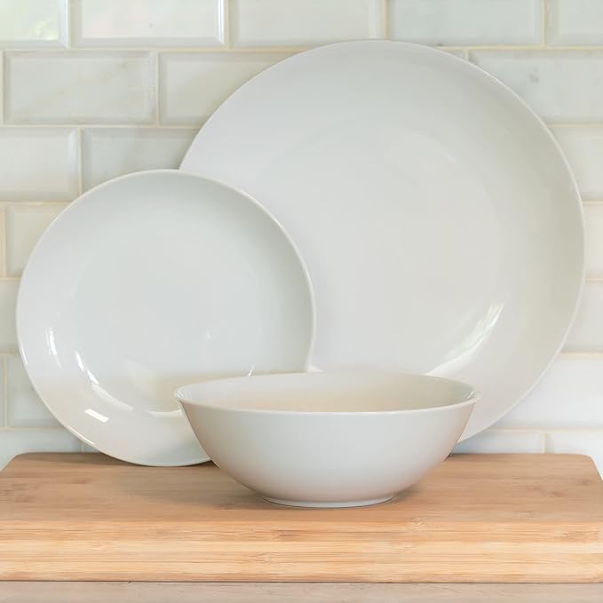 10 Strawberry Street Simply Coupe Dinnerware Set White Service for 4 ( 12 Piece)