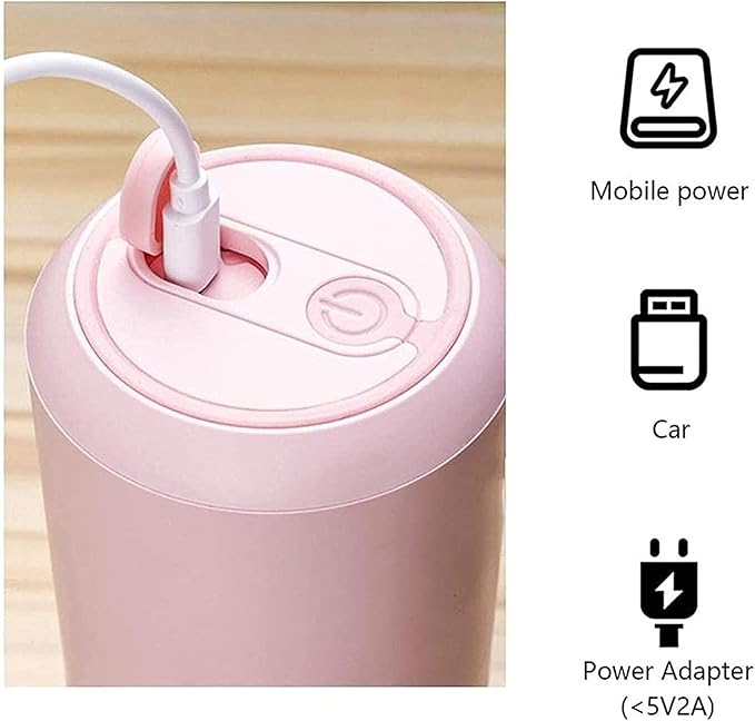 Portable Blender Personal Hand Smoothie Travel Blender Cup Fruit Mixer Rechargeable with USB Mini Blender for Fruit Juice Milk Shakes for Great Mixing (Color : Green) (Pink)