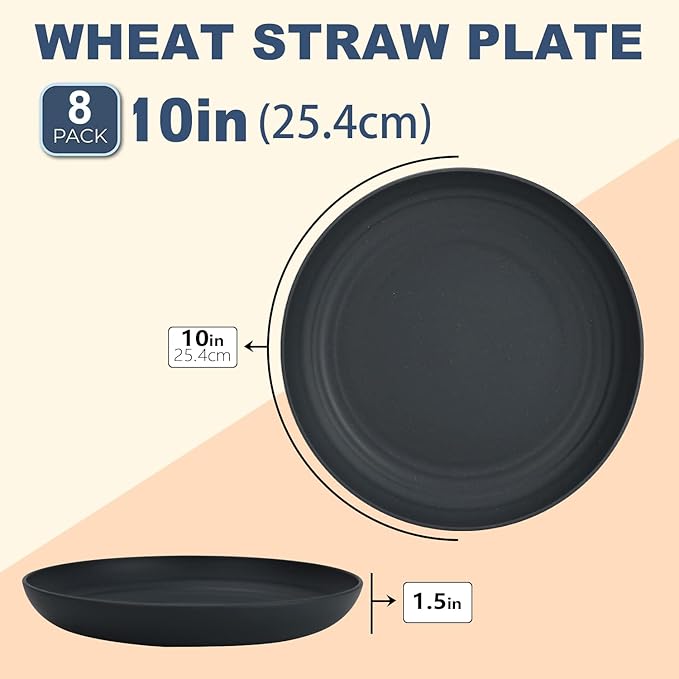 Wrova wheat straw bowls and plates bundle with cups - unbreakable dinnerware sets of 22 - Classic series