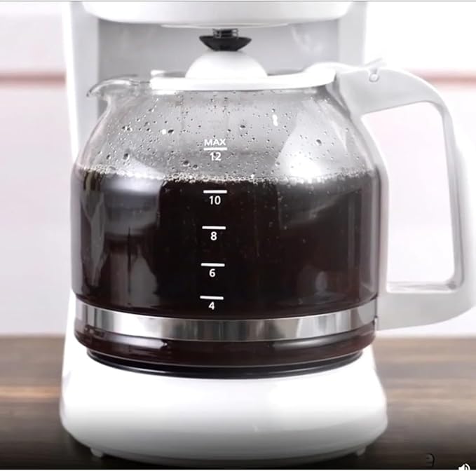 12-Cup Coffee Maker with Easy On/Off Switch Easy Pour Non-Drip Carafe with Removable Filter BasketKeep Hot PlateClear Water Level Window Coffee Machine Black (White)