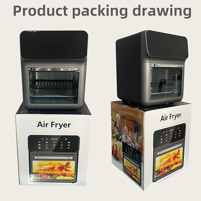 10L Large Capacity 3-in-1 Digital Air Fryer Oven Combo with Smart Touchscreen 18 Presets &amp Multi-Layer Baking Pans - Stainless Steel Countertop Convection Oven for Pizza Grilling Toasting