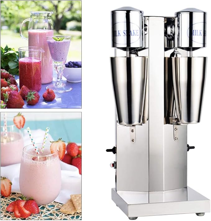 Double Head Milkshake Maker Machine Electric Silent Speed Adjustable Commercial Milkshake Machine for Protein ShakesIce Cream and Cocktails