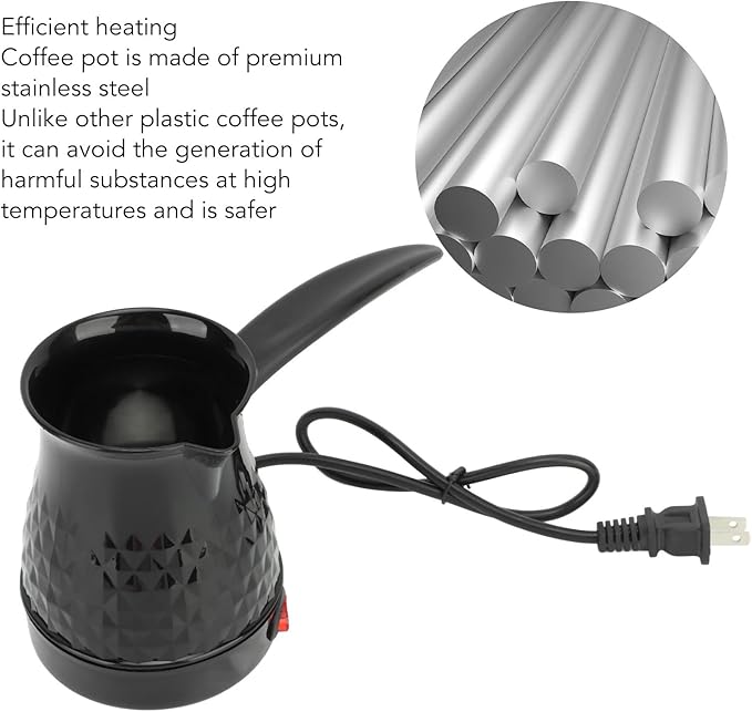 Stainless Steel Coffee Maker Electric Pot 600ml Portable US Plug 110V Anti Scald for Travel