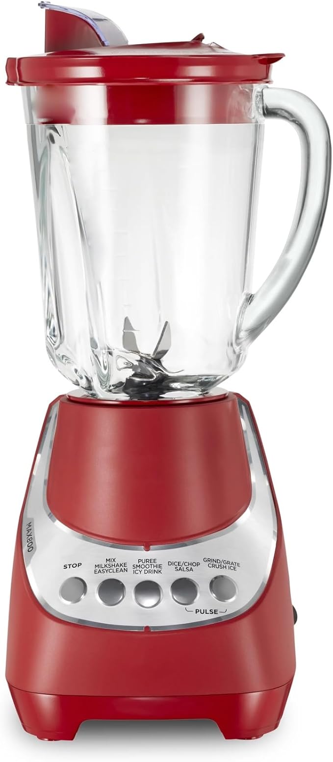 CALFEE Quiet Blender 48 oz. Glass Jar 12 Blending Functions Red