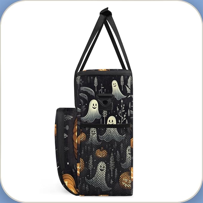 Bright Halloween Ghosts Coffee Maker Carrying Bag Travel Storage Bag Compatible with K-Mini or K-Mini Plus Single Serve Coffee Brewer Carrying Case with Multiple Pockets &amp Shoulder Strap