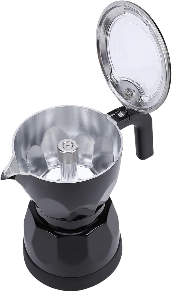 Electric Mocha Pot 3 Cup Aluminum Machine Portable Electric Italian Cuban Coffee Maker with Detachable Base Mocha Maker for Home Travel Office (Black)