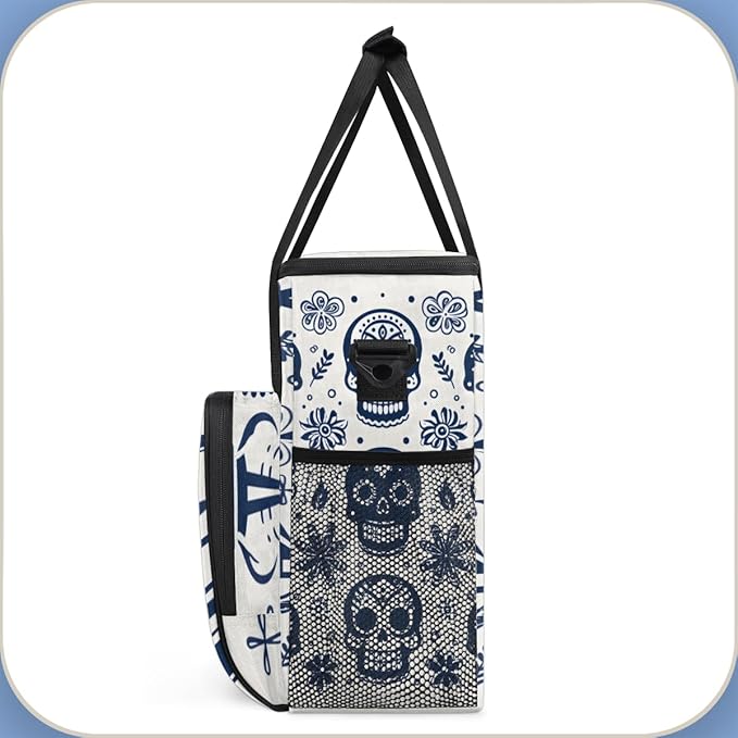 Skull Mandala Coffee Maker Carrying Bag Portable Travel Storage Tote Bag Compatible with K-Mini or K-Mini Plus Single Serve Coffee Brewer Carrying Case with Multiple Pockets &amp Shoulder Strap