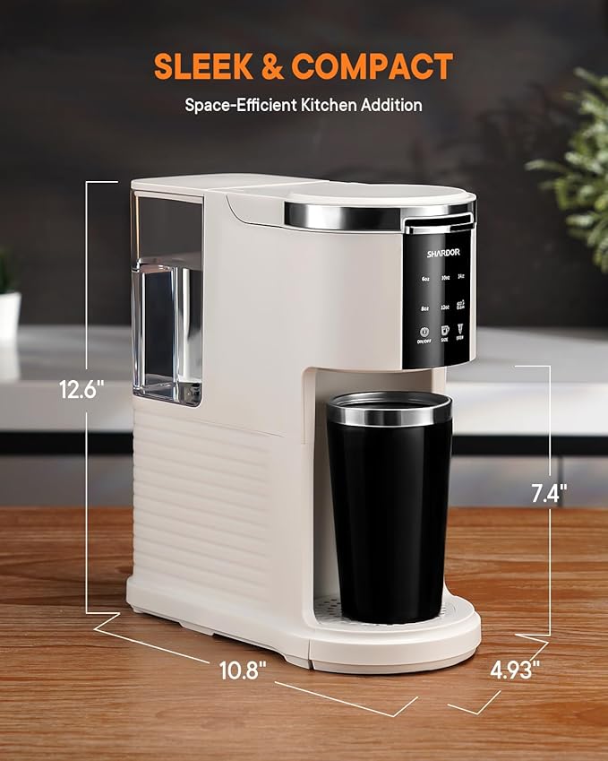SHARDOR 3 in 1 Coffee Maker K Cup Coffee Maker Compatible with Ground Coffee &amp Teas Single Serve Coffee Machine 6–14oz Brew Sizes 40oz Detachable Water Reservoir Descale Settings White