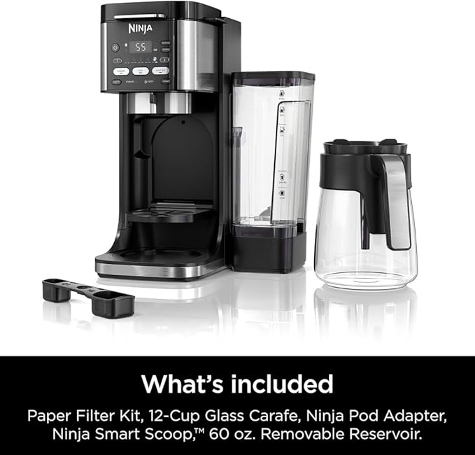 Ninja DualBrew Pro CFP101 Drip Coffee Maker – Hot &amp Iced K-Cup Compatible 3 Brew Styles 60oz Reservoir – Black