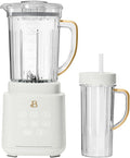 B PowerExact High-Performance 700-Watt Blender System by Drew Barrymore 50-Ounce Pitcher Stainless 4-Tip Blade 3 Speeds + 4 Presets Dishwasher-Safe Parts Travel Cup Included