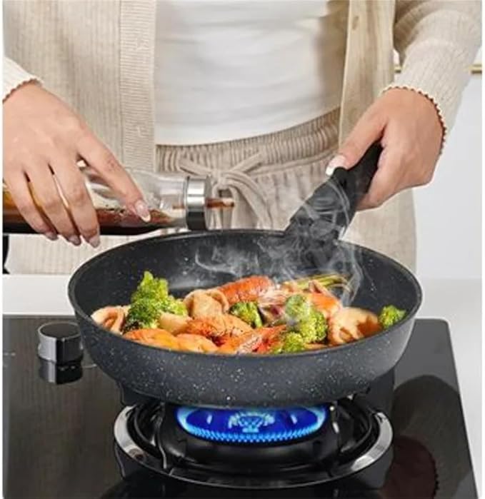 15Pcs Pots and Pans Set Nonstick Kitchen Cookware Set with Detachable Handle Induction Cookware DishwasherWhite15 Pc-Black-15 pc