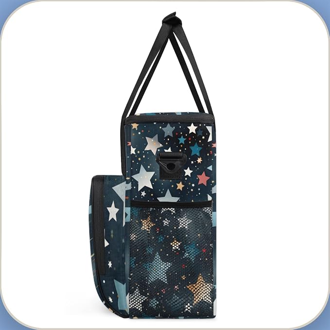 Glitter Coloful Star Coffee Maker Carrying Bag Portable Travel Storage Tote Bag Compatible with K-Mini or K-Mini Plus Single Serve Coffee Brewer Carrying Case with Multiple Pockets &amp Shoulder St