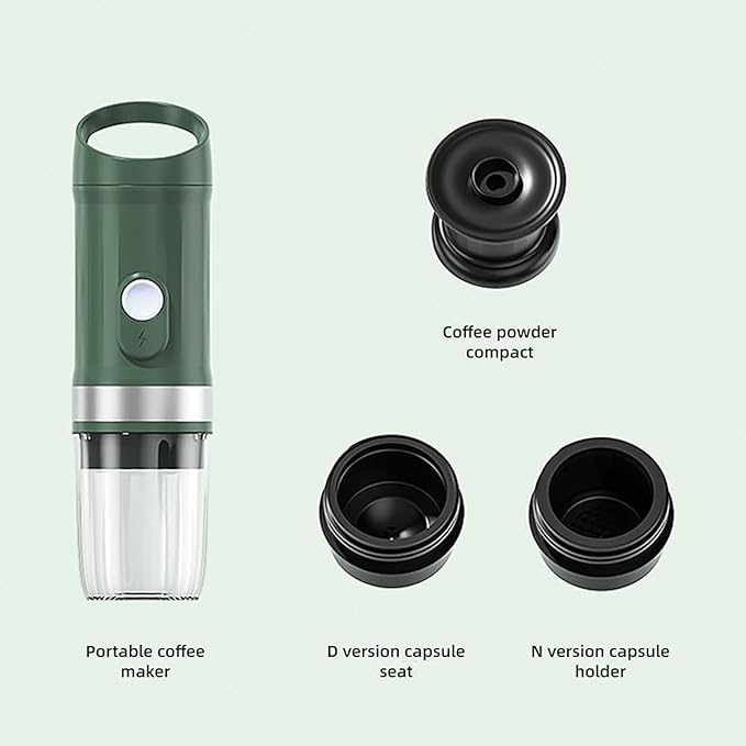 Portable Car Coffee Maker Home Drip Coffee Brewer with Heating Function 80ml Extraction Capacity and 8 Grams Powder Cup Capacity Three Warehouse Design and Dual Mode Operation for Traveling