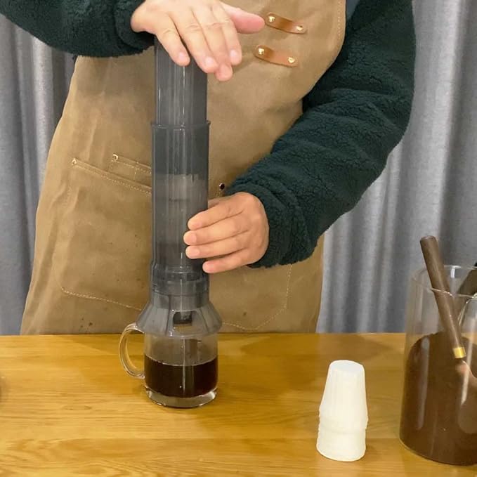 Portable Travel Coffee Maker Press Camping Coffee Press Travel K Cup Coffee Maker - Instantly Makes Delicious Coffee Compatible with K Cups and Ground Coffee 4~12 OZ One Shot