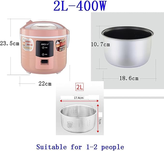 Rice Cooker - Rice Cooker (2/4L) Household Multifunctional Low-Sugar Non-Stick Rice Cooker Rice Soup Separation Intelligent Heat Preservation for 1-4 People(2L)