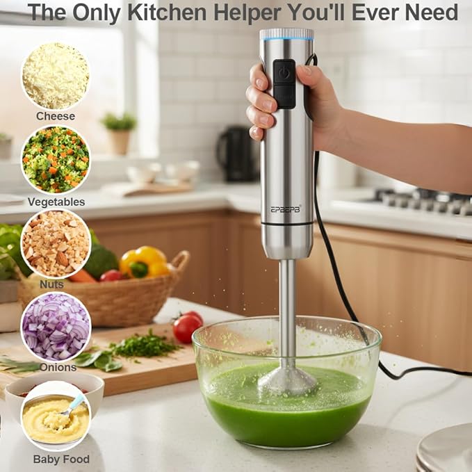Handheld Immersion Blender Bundle 1000W Powerful 11-in-1 Set for SmoothiesOrange JuicerMinced meatMilk frotherEgg Beater Dough Hook Vegetable Chopper Potato Masher