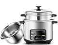 Household Rice Cooker And Steamer-warm Function 201 Stainless Steel Liner With Spatula And Measuring Cup For 1-7 People(2L)