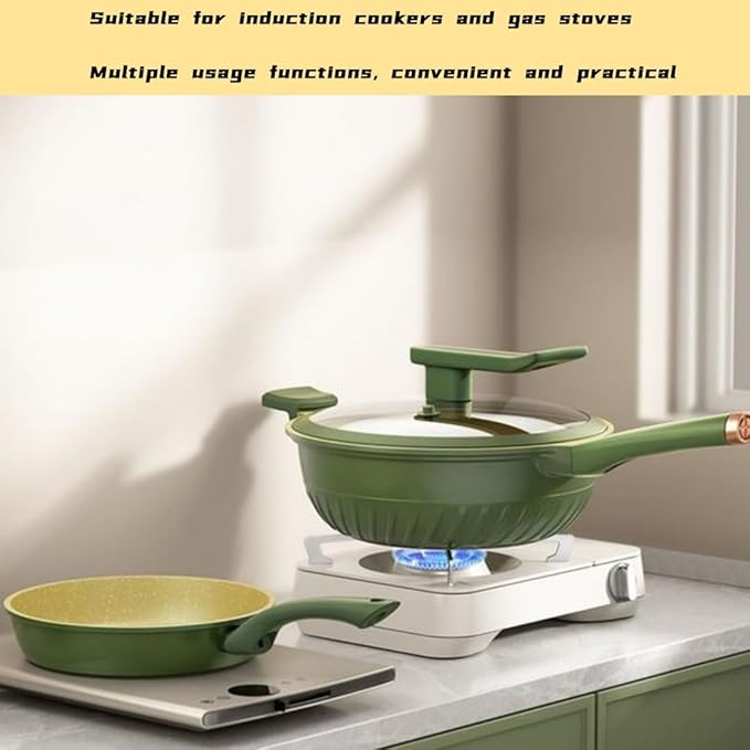 Saucepan Set Nonstick and Oven Safe Pot and Pan Set with Glass Lids Induction Cookware Sets for All Stove Tops