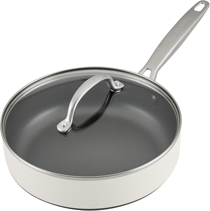 Anolon Achieve Hard Anodized Nonstick Cookware/Pots and Pans Set 10 Piece - Cream