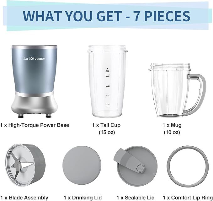 La Reveuse 300W Retro Blender + 250W Personal Size Smoothie Blender Bundle