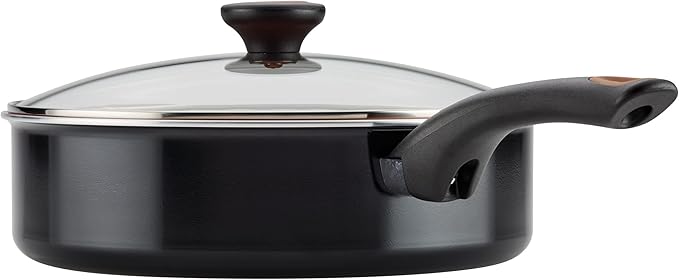 Farberware Glide Ceramic Nonstick Saute Pan / Frying Pan / Fry Pan with Lid and Helper Handle - 4 Quart Black