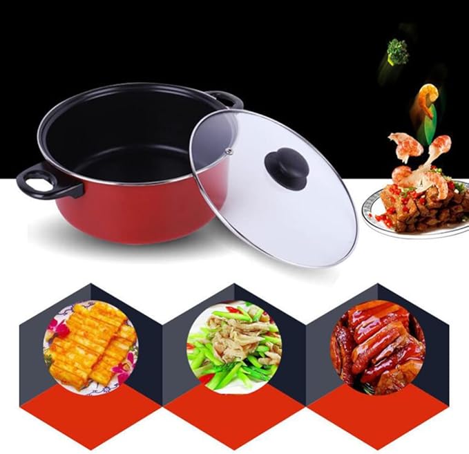 UPKOCH 3pcs Non-stick Cookware Set Red Multi-functional Frying Pan Soup Pot Milk Pan for Home Cooking Easy to Use Kitchen Utensils for