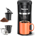 Small Single Serve Coffee Maker Fast Brew One Cup Coffee Machine for K Cup and Grounds 6 to 12 oz. Brew Sizes Capsule Coffee Machine with Descaling Reminder and Viewing Tank Black