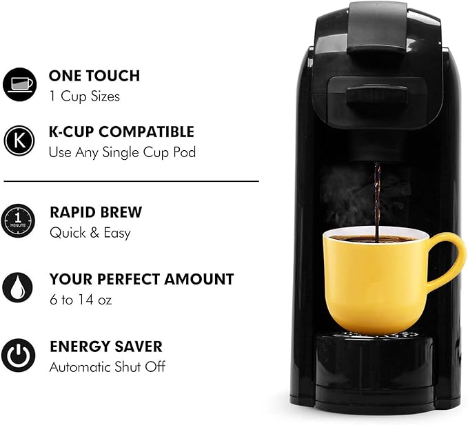 CAYNEL Upgrade Single Serve Maker Brewer for K-Cup Pods Coffee-Grounds &amp Loose-Leaf Tea 30s Rapid Brewing Technology with Large Removable 14 oz Water Tank