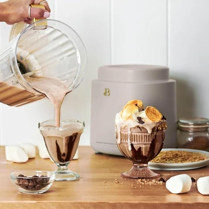 High Performance Countertop Blender System with Personal Blending Cups Ice Crushing Smoothie and Food Processing (Porcini Taupe)