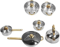Stainless Steel Pots and Pans Set Small Induction Cookware Set Non Stick Kitchen Cooking Set with Glass Lids and Ergonomic Handle Compatible with All Stovetops Kitchen (Gold