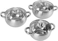 Stainless Steel Pots and Pans Set 3PCs Kitchen Cookware Sets with Anti Scald Handle Lids Non Stick Dishwasher Thick Bottom Compatible with All Stovetops for Kitchen